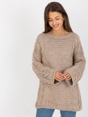 Sweter z warkoczami i szerokim rękawem