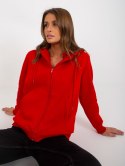Czerwona dresowa rozpinana bluza basic z kapturem