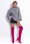 Sweter chunky knit z grubymi warkoczami mocca rozm. S/M