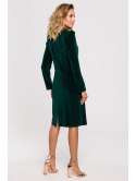 Welurowa sukienka żakietowa z asymetrycznym przodem - zielona - EU S