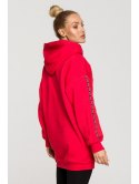Bluza z kapturem i ozdobnymi lampasami - czerwona - EU XL