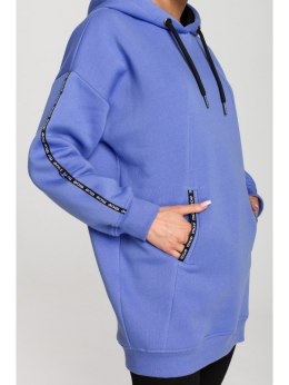 Bluza z kapturem i ozdobnymi lampasami - jasny fioletowy - EU XL