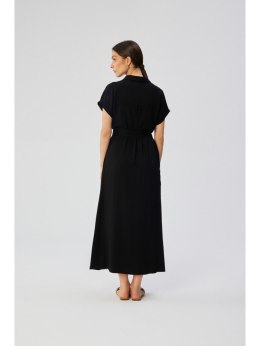 S364 Sukienka maxi rozpinana z krótkimi rękawami