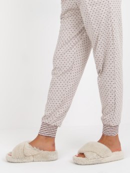 Jasnobeżowa dwuczęściowa piżama ze spodniami