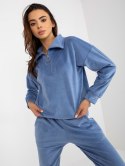 Niebieska ciepła piżama welurowa z bluzą